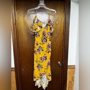 Floral Yellow High Low Dress